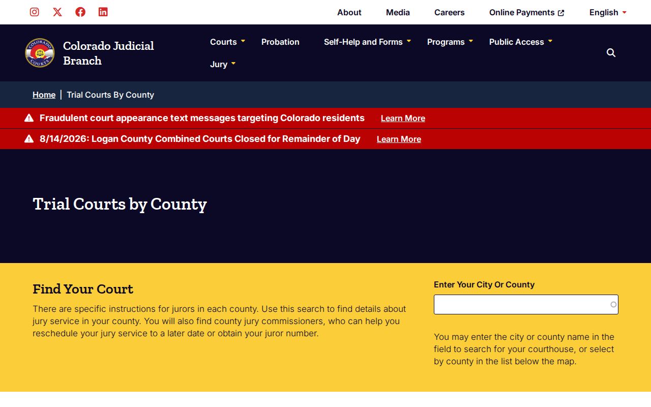Montezuma County civil docket County Court jurisdiction information
