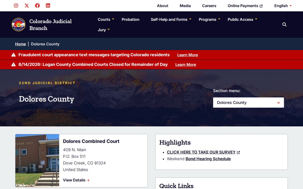 Dolores court docket distinction from neighboring Dolores County court