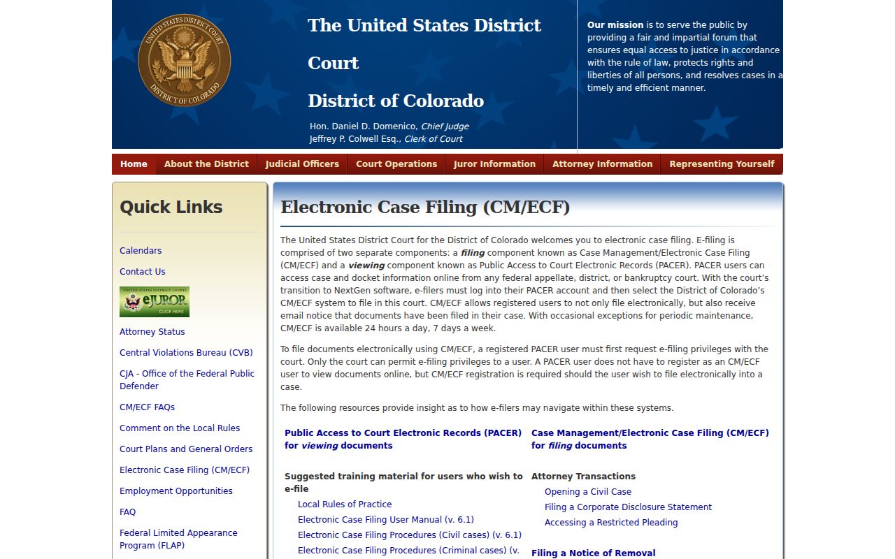 Mancos court docket distinction from District of Colorado CM ECF