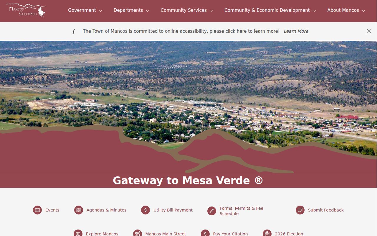 Mancos court docket access through the Town of Mancos website
