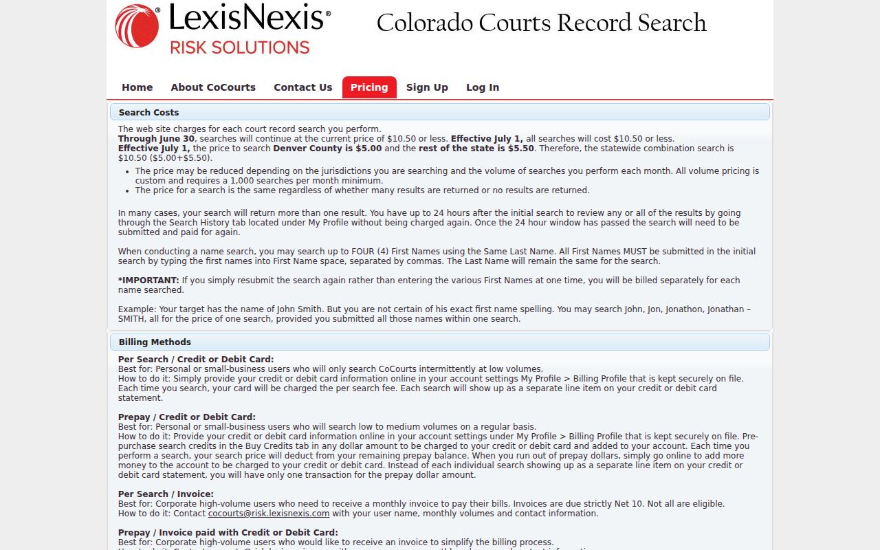 Montezuma County case search pricing on CoCourts