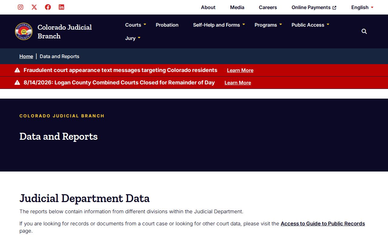 Montezuma County case search data and reports gateway