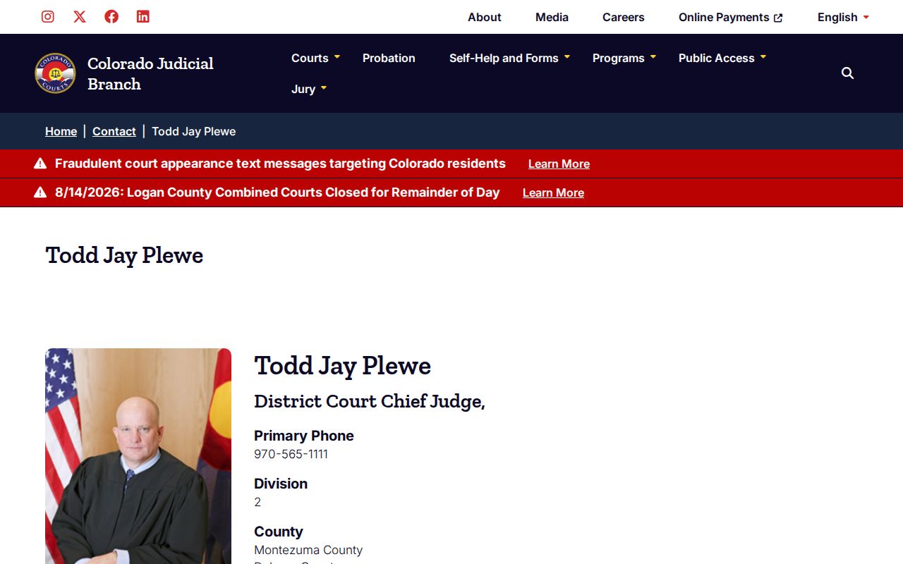 Montezuma County court docket chief judge profile