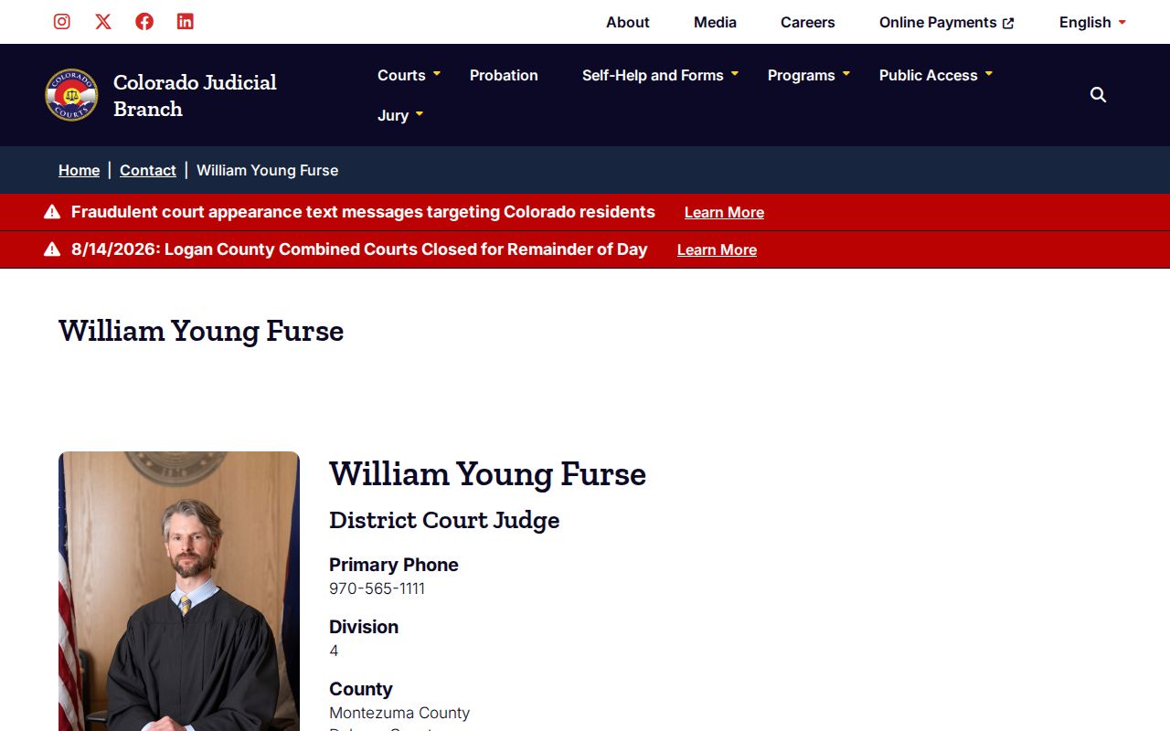 Montezuma County District Court docket judge profile
